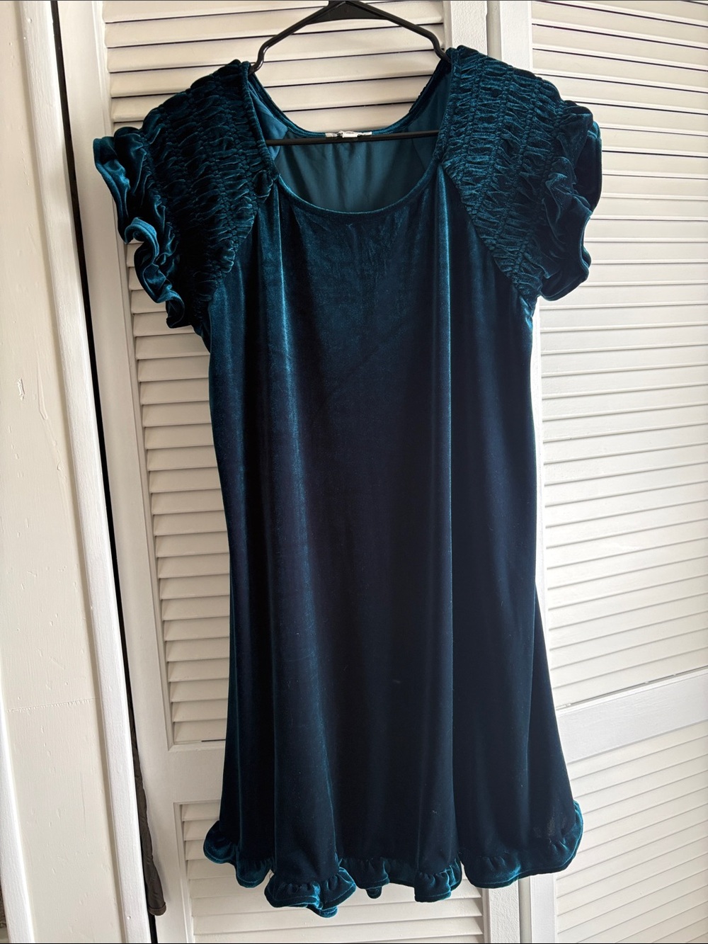 Umgee Teal Velvet Short Sleeve Dress